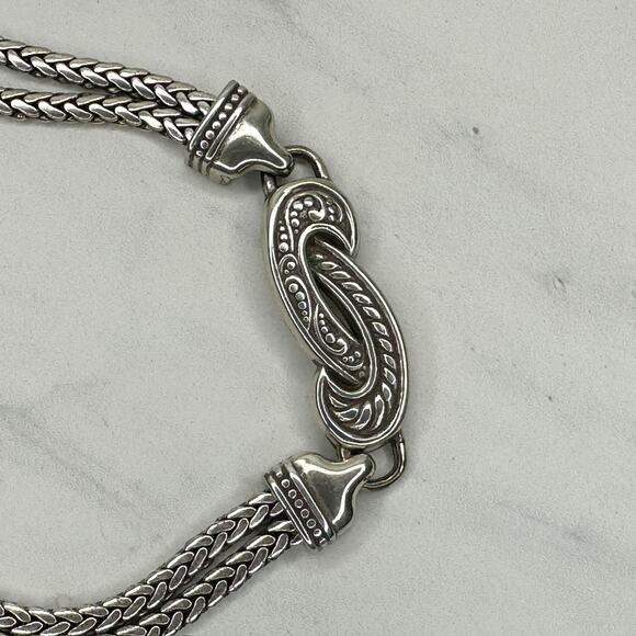 Brighton Silver Tone Braided Chain Belt Heart Charm Medium (M) ✨